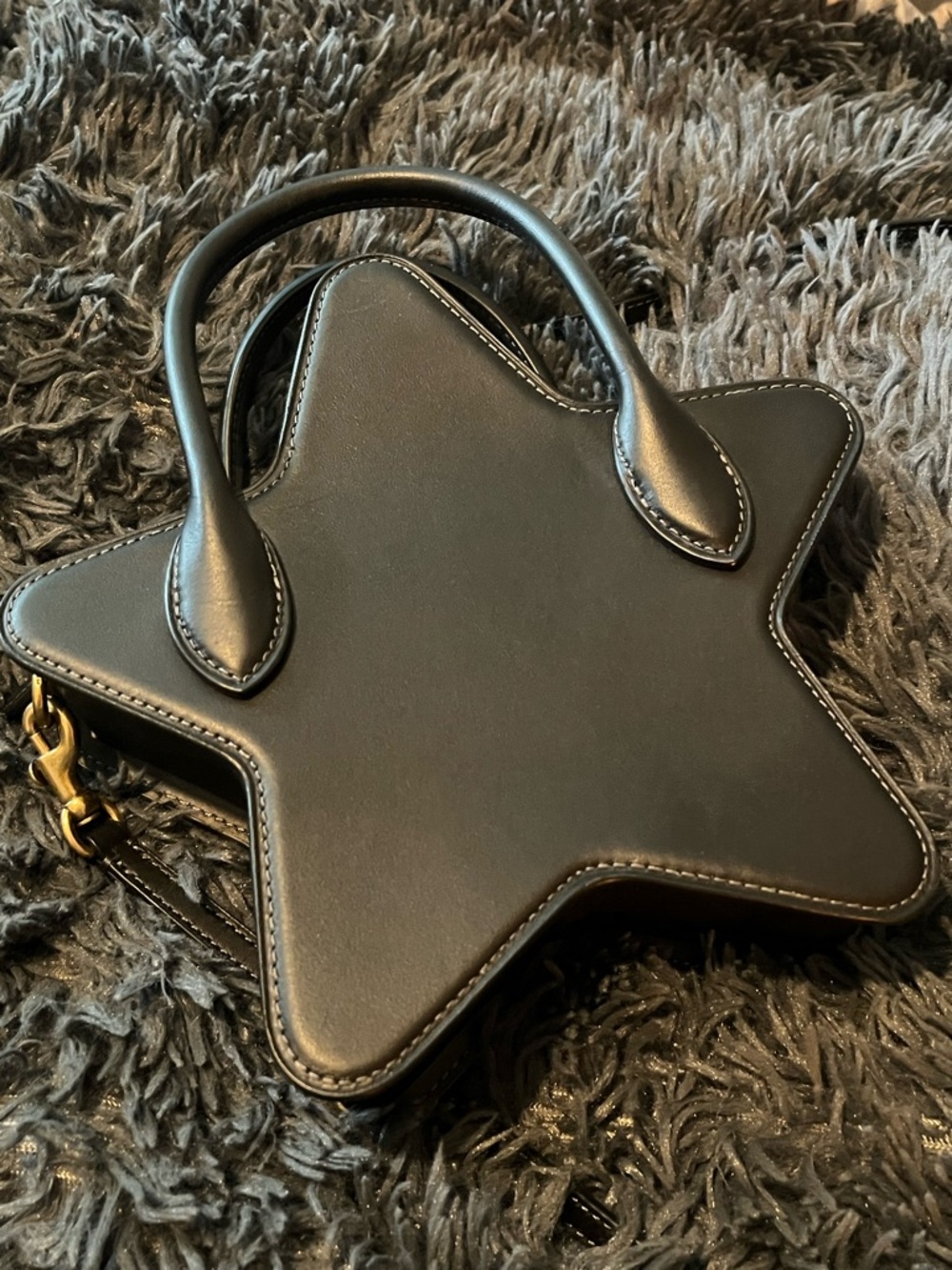 Black Coachtopia Star Recycled Leather Mini Crossbody Handbag with Top Handle - Picture 3 of 9